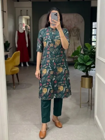 Teal Blue Printed Designer Salwar Set
